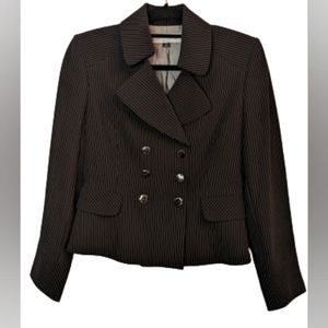 EUC Tahari Arthur S. Levine pinstripe double breasted jacket hits at hip 4P